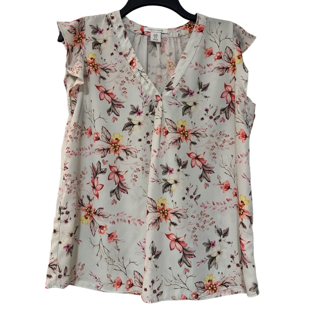 Tabitha Webb Orange Pink Sleeveless Ruffled Wrap Blouse - Size M